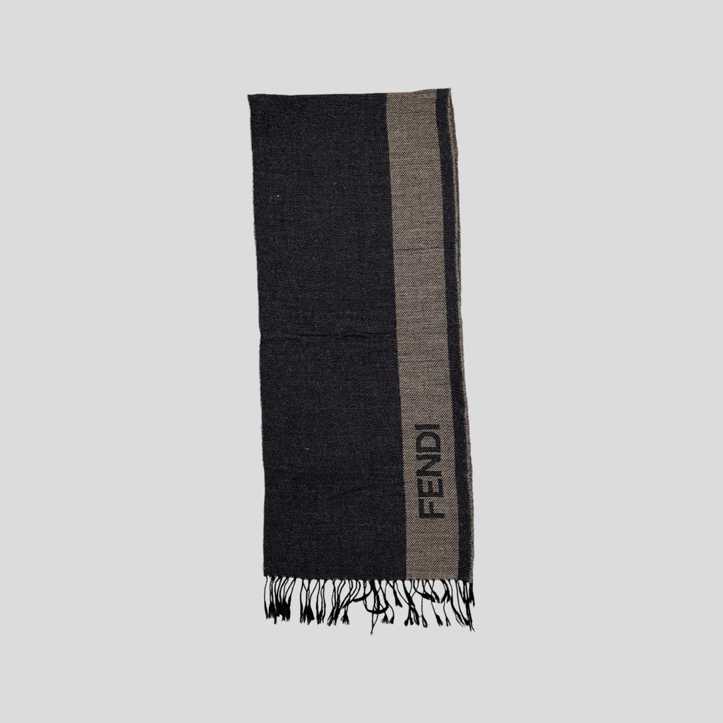 90S DEEP GREY FENDI WOOL SCARF