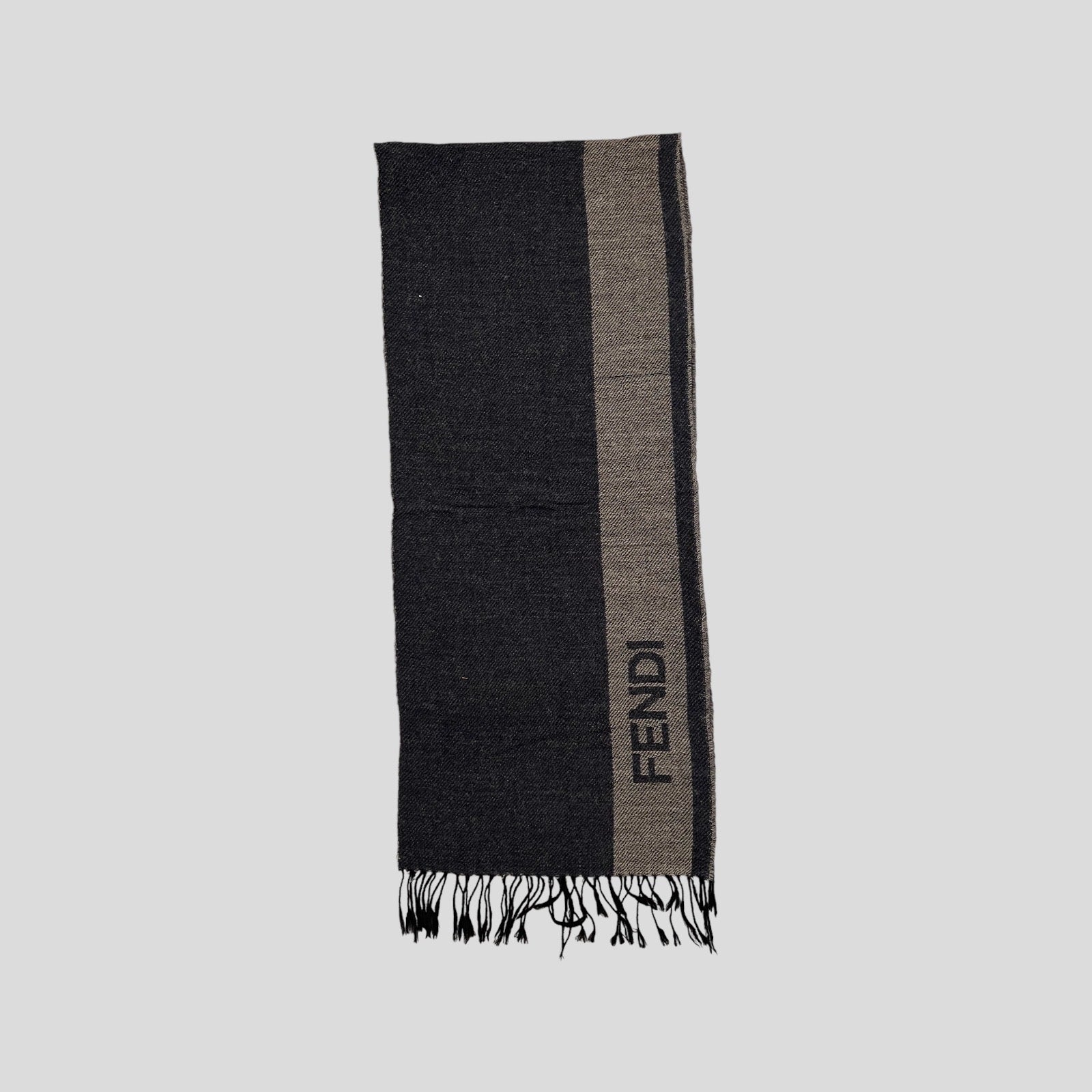 90S DEEP GREY FENDI WOOL SCARF
