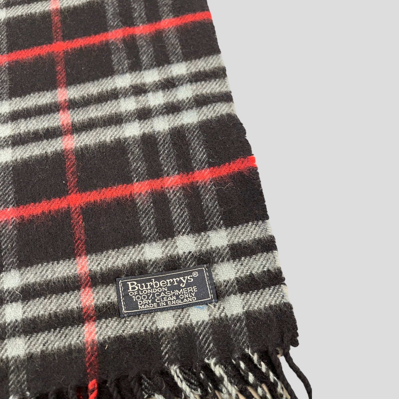 90S NAVY BURBERRY NOVA CHECK CASHMERE SCARF