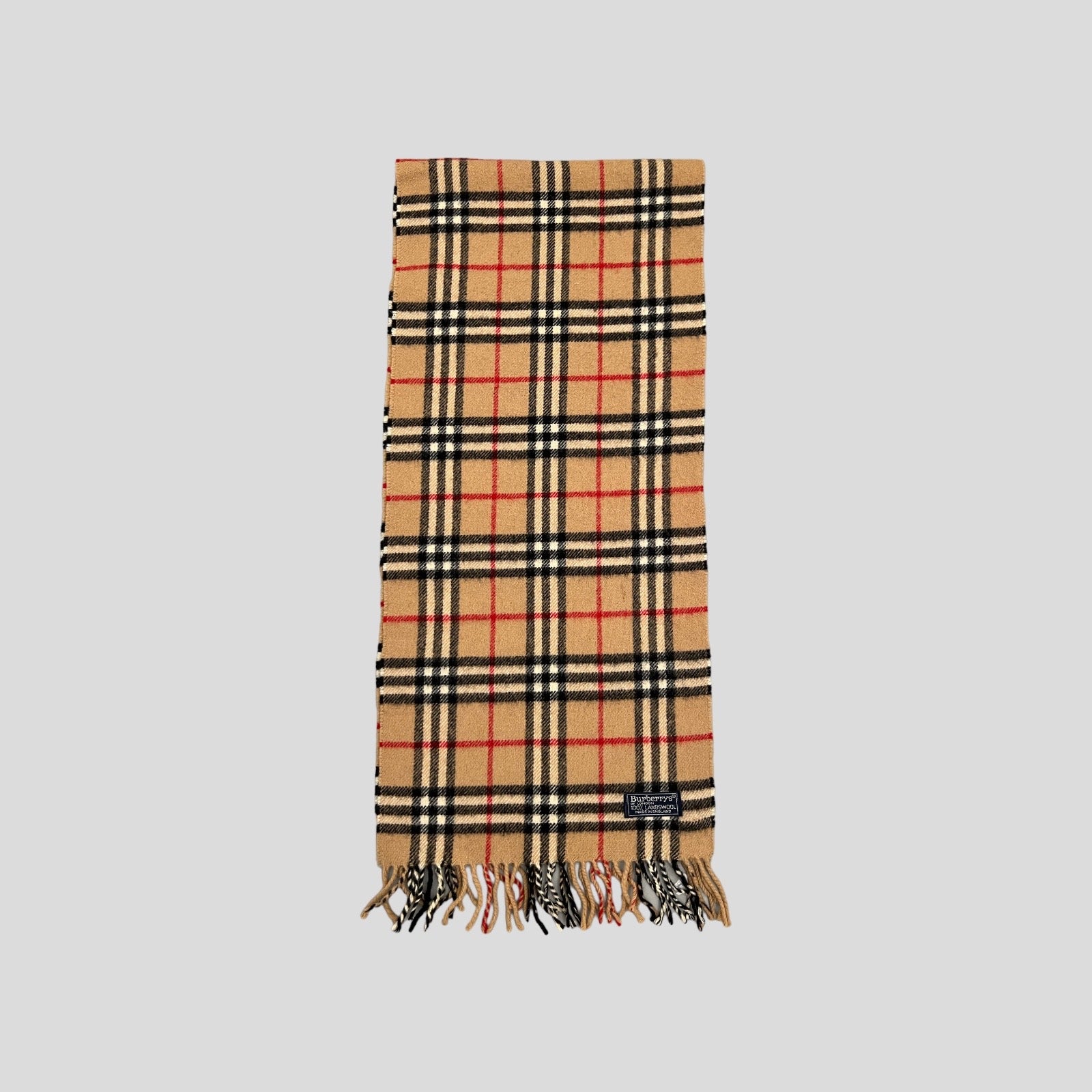 90S BURBERRY CAMEL NOVA CHECK WOOL SCARF
