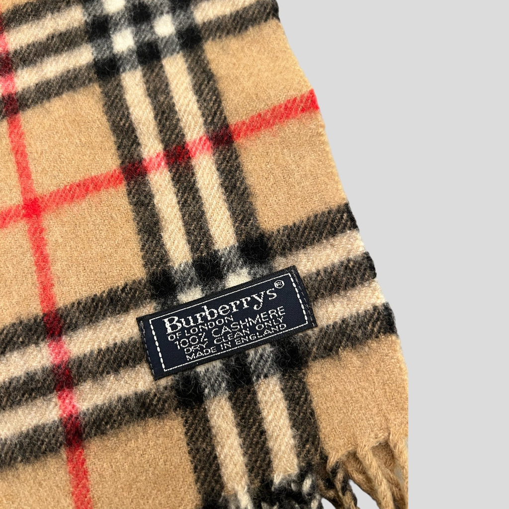 90S BURBERRY CAMEL NOVA CHECK CASHMERE SCARF