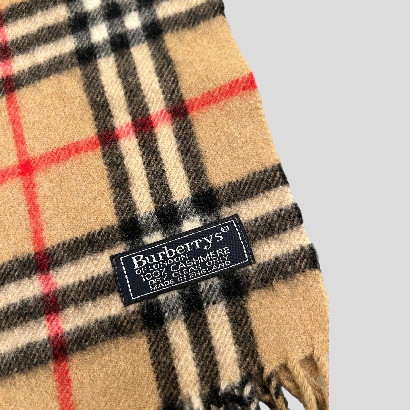 90S BURBERRY CAMEL NOVA CHECK CASHMERE SCARF