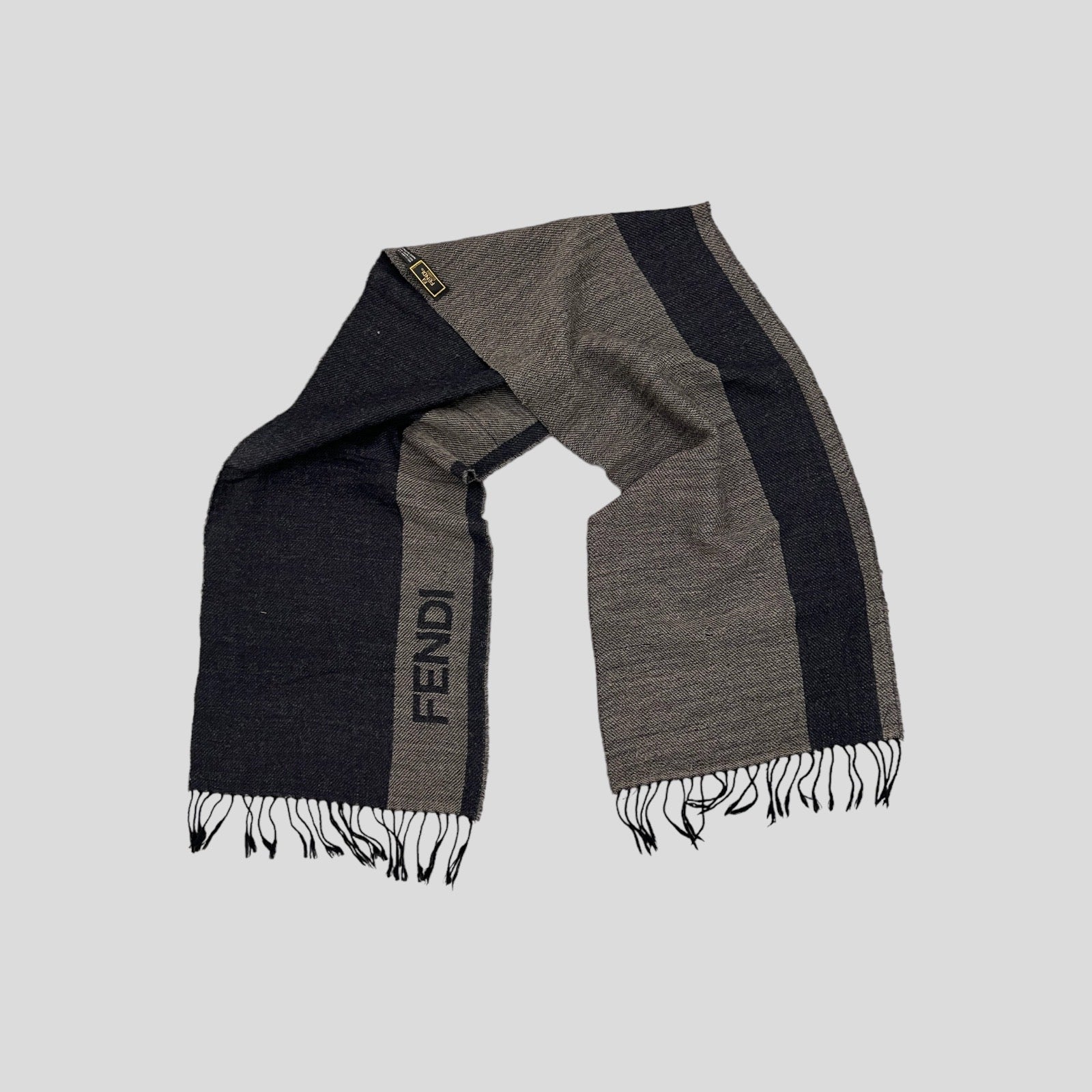 90S DEEP GREY FENDI WOOL SCARF