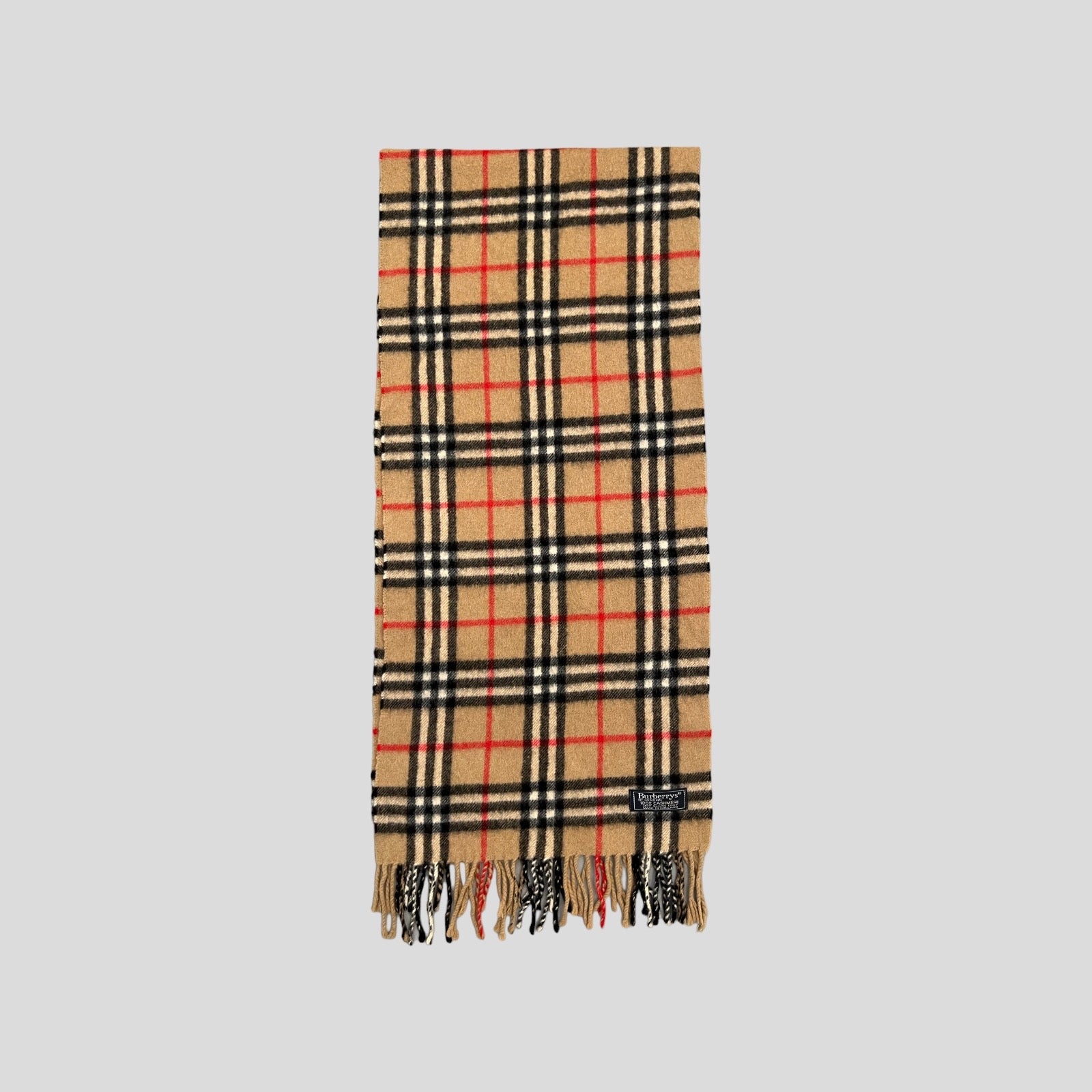90S BURBERRY CAMEL NOVA CHECK CASHMERE SCARF