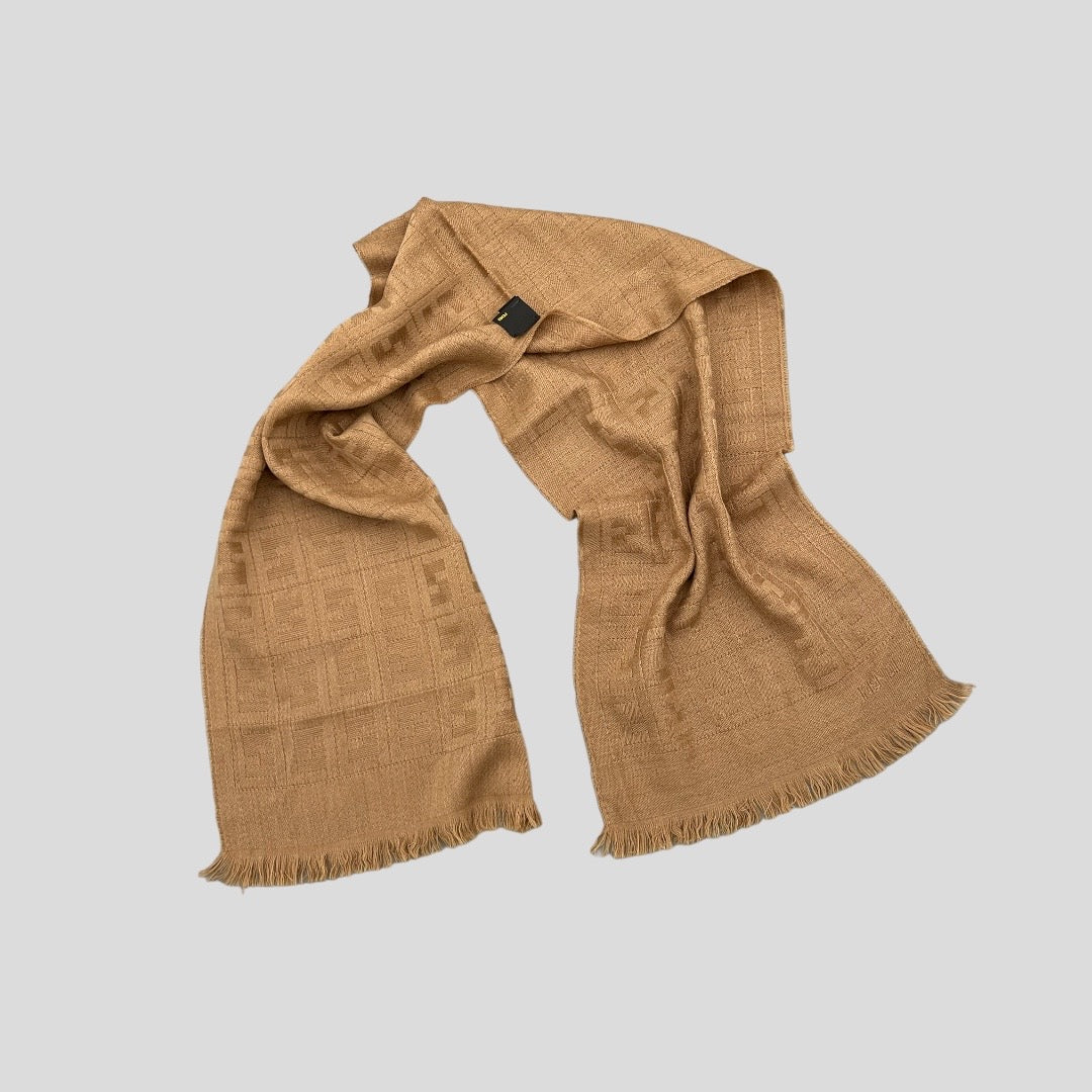 EARLY 00S CREAM FENDI ZUCCA MONOGRAM WOOL SCARF