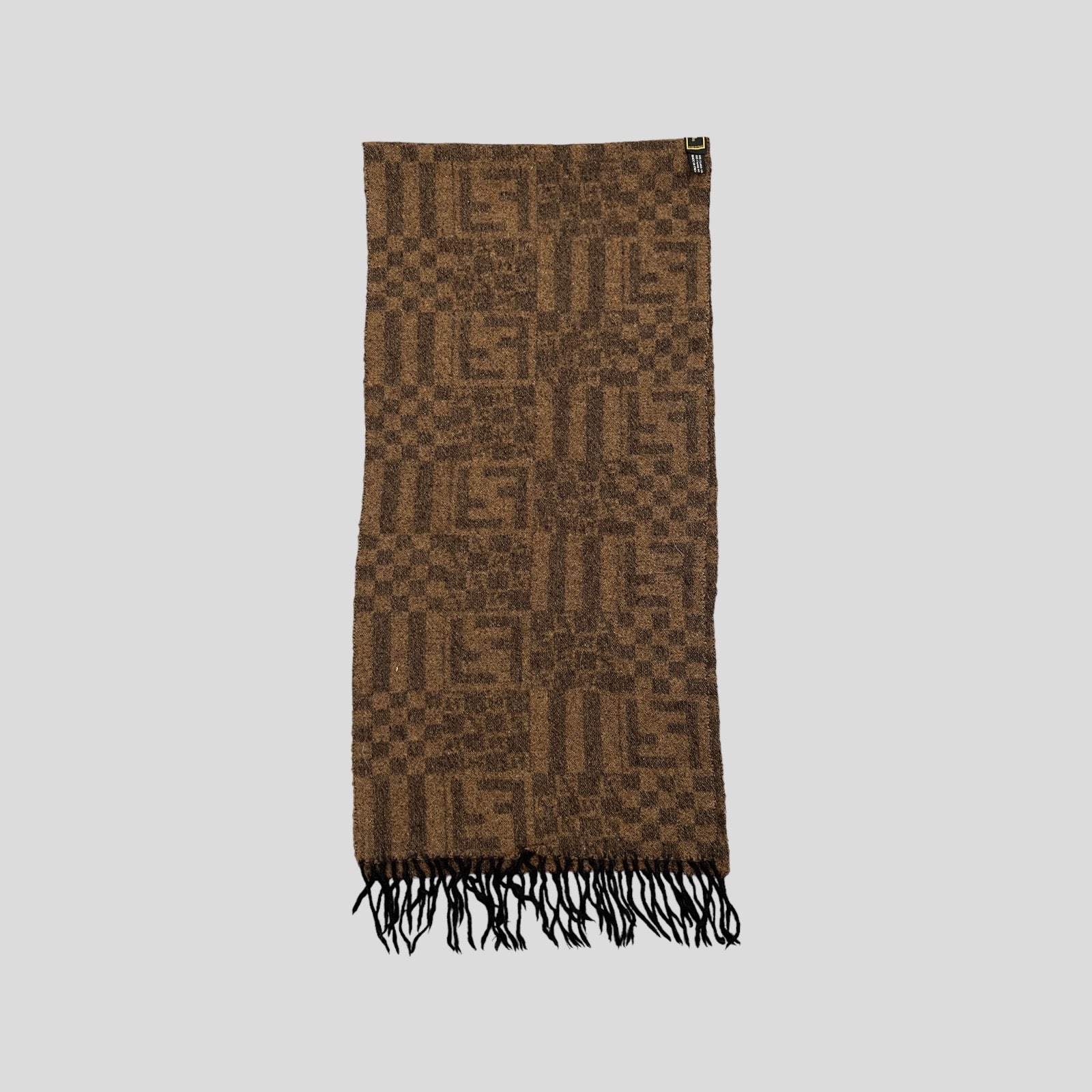 90S BROWN FENDI ZUCCA MONOGRAM WOOL SCARF