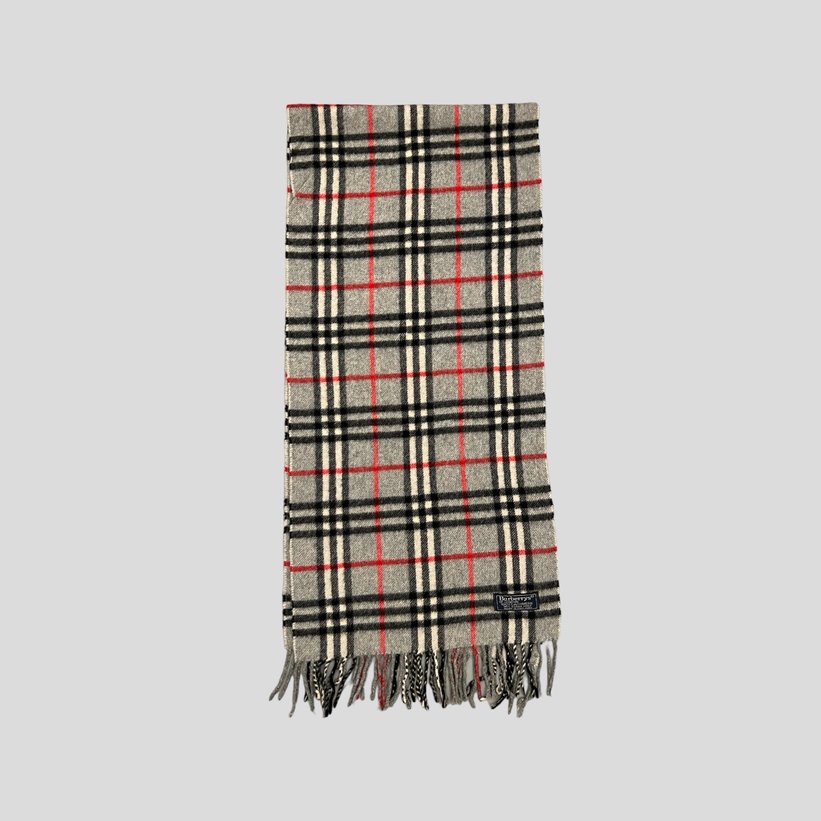 90S LIGHT GREY BURBERRY NOVA CHECK CASHMERE SCARF