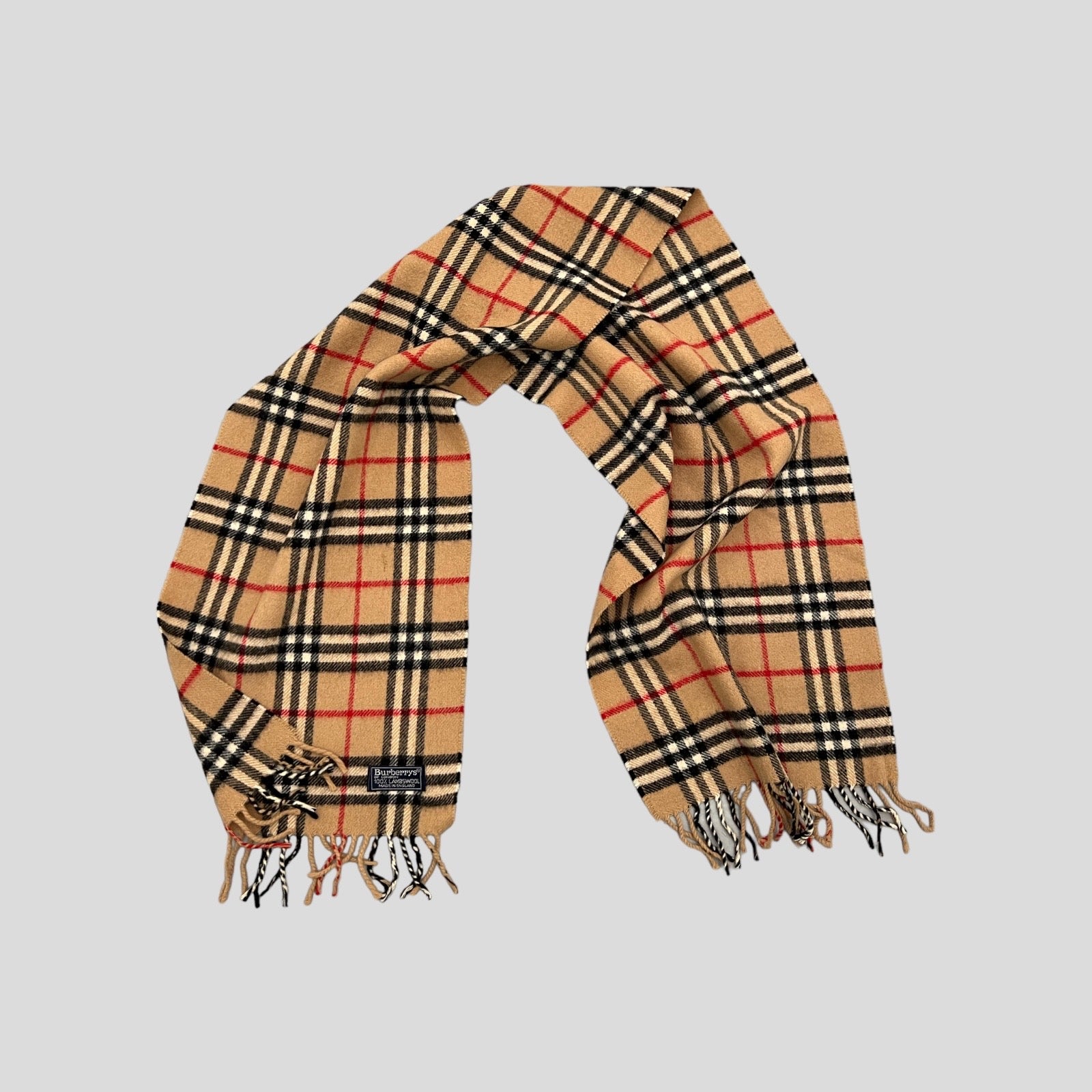 90S BURBERRY CAMEL NOVA CHECK WOOL SCARF