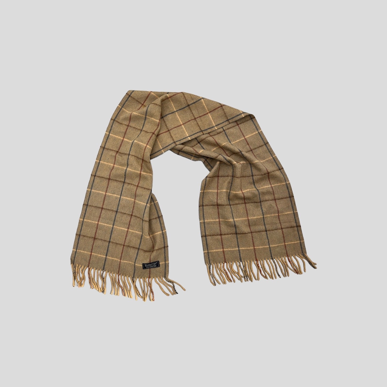 90S KHAKI BURBERRY CASHMERE SCARF