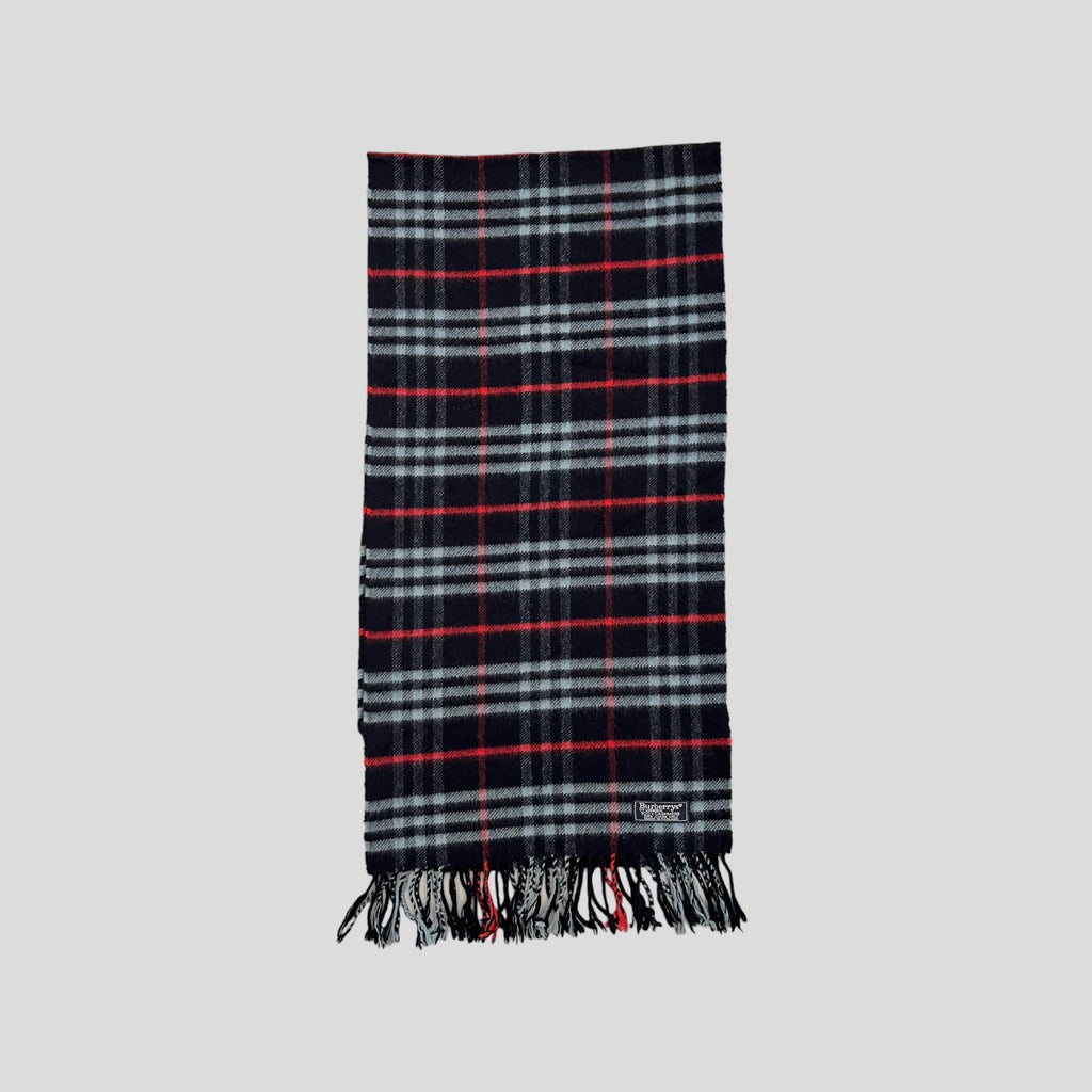 90S NAVY BURBERRY NOVA CHECK CASHMERE SCARF
