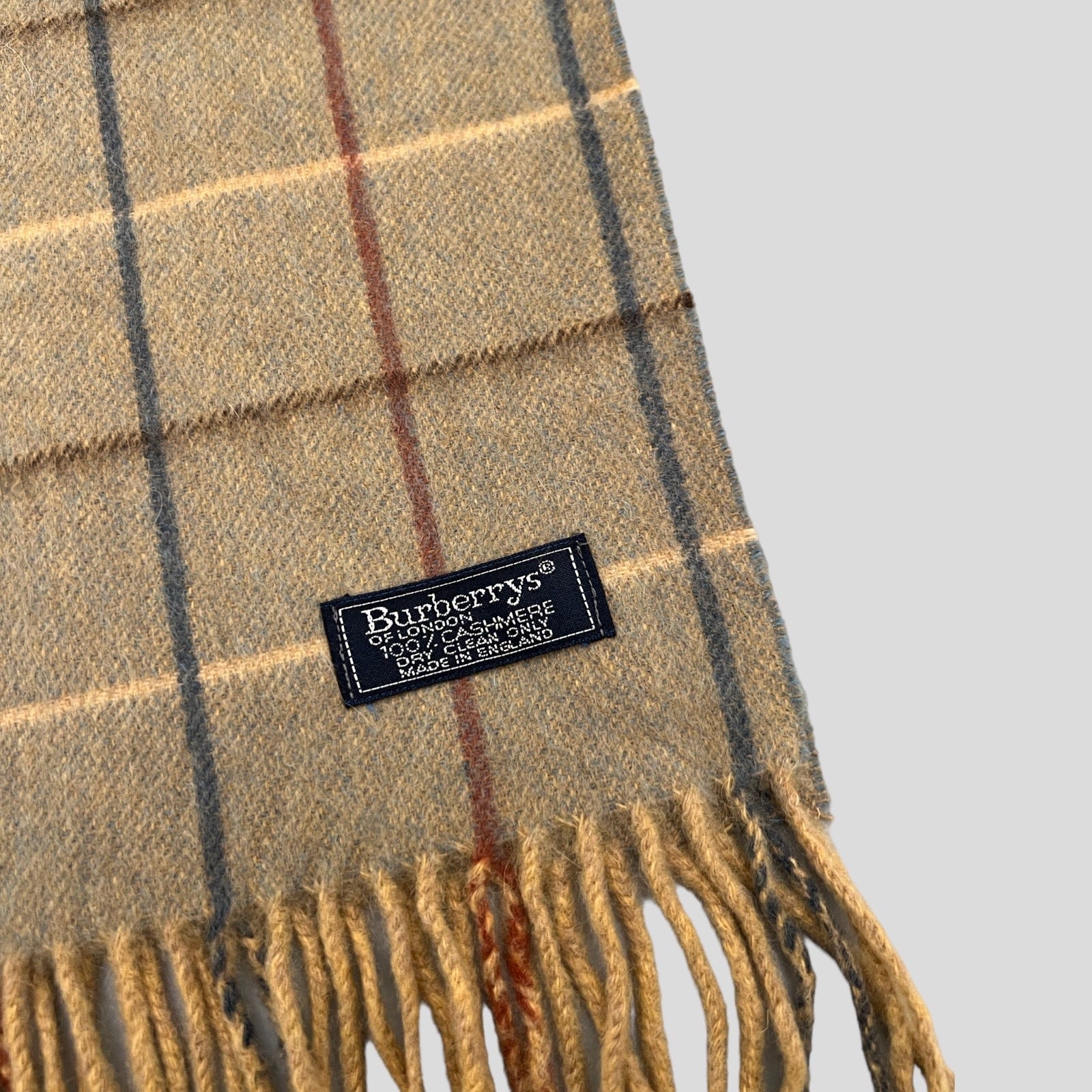 90S KHAKI BURBERRY CASHMERE SCARF