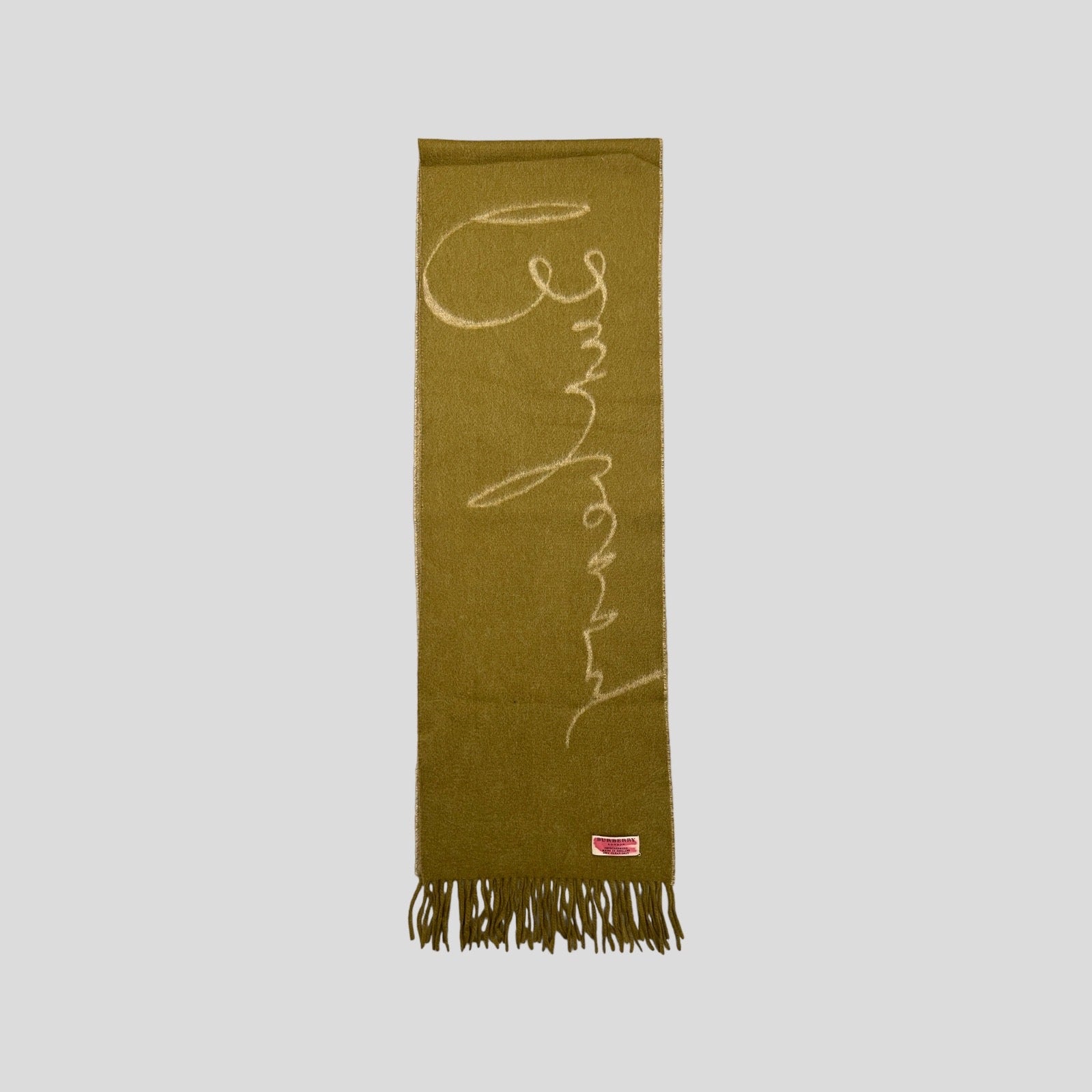 00S KHAKI GREEN BURBERRY CASHMERE SCARF